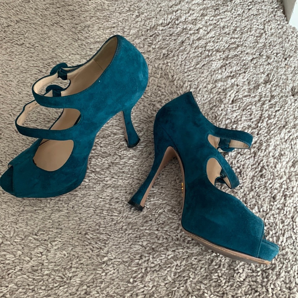 Prada Mary Jane high heels real suede